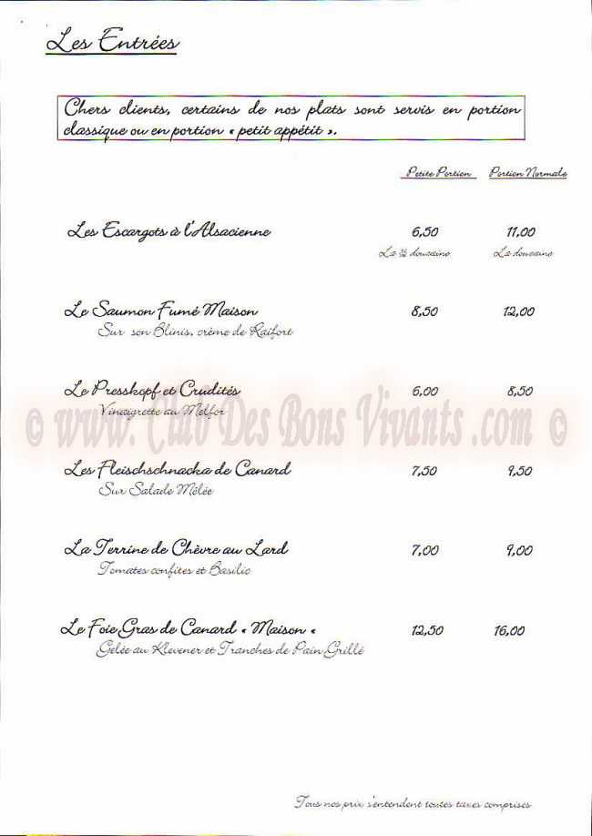 Restaurant Au Raisin D Or Carte Et Menus
