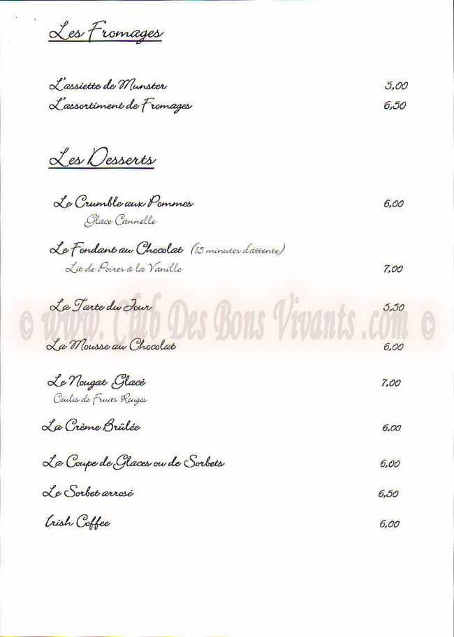 Restaurant Au Raisin D Or Carte Et Menus