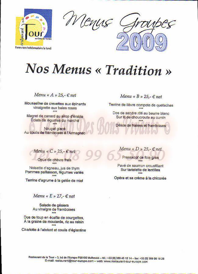 Restaurant La Tour De Leurope Carte Et Menus