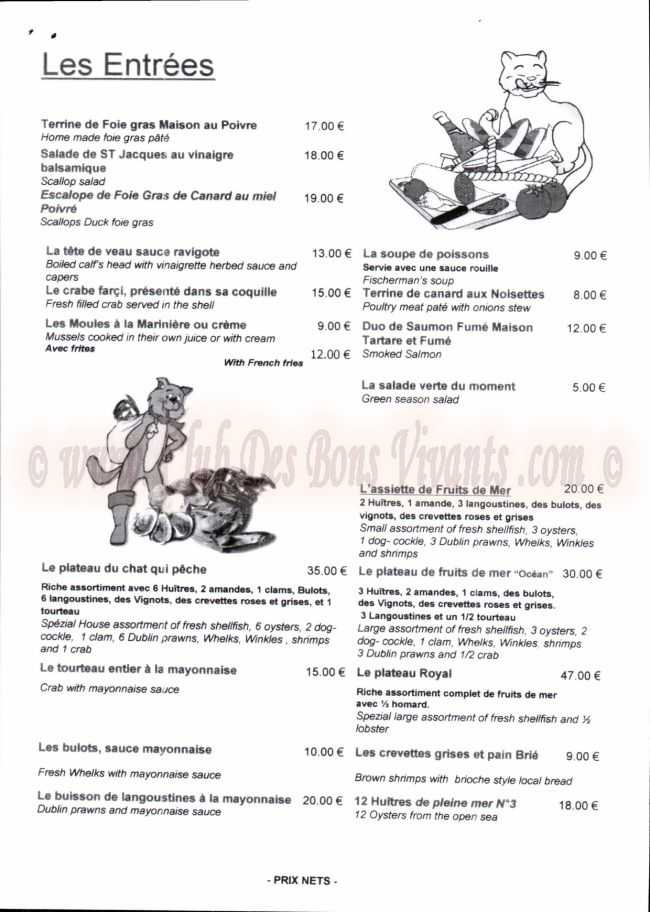 Restaurant Le Chat Qui Peche Carte Et Menus Restaurant Le Chat Qui Peche Carte Et Menus