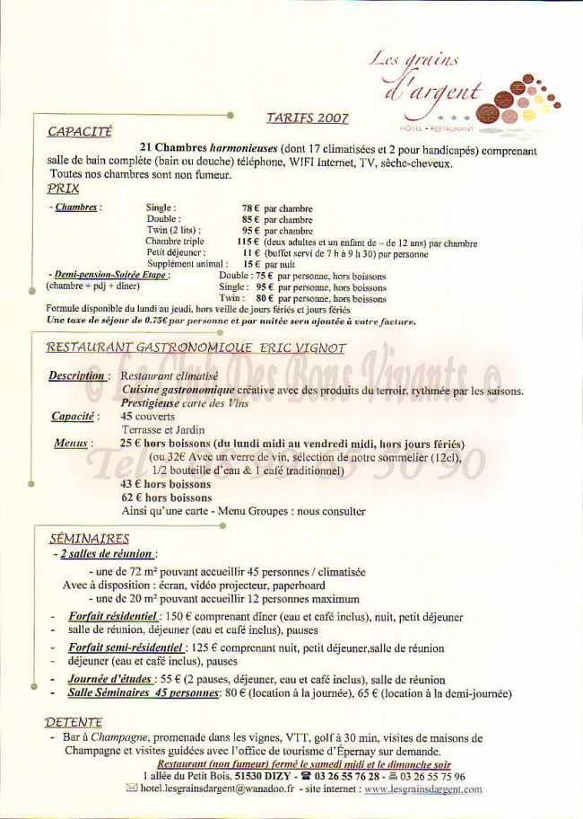 Restaurant Les Grains D Argent Carte Et Menus