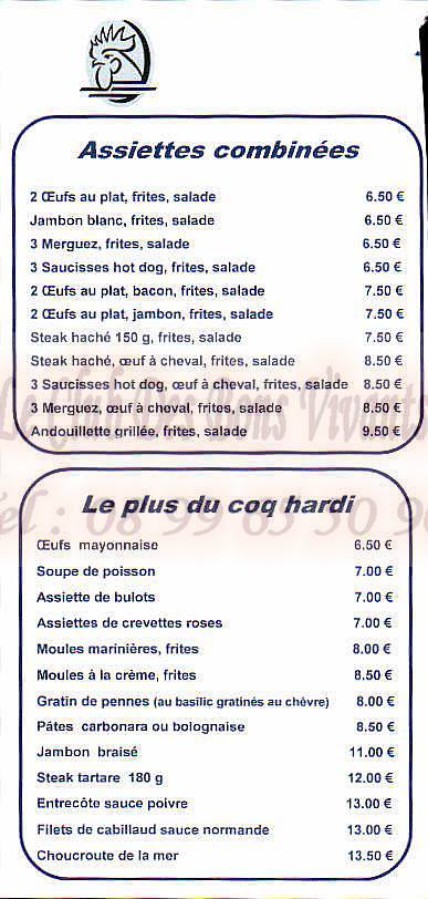 Restaurant Le Coq Hardi Carte Et Menus