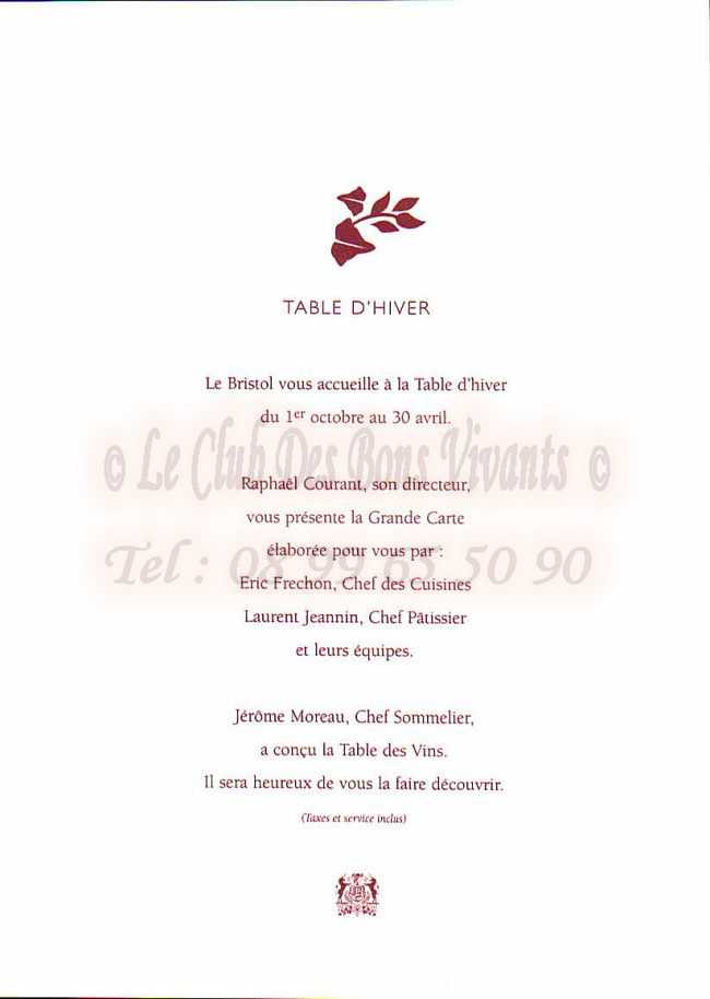 Restaurant Bristol Carte Et Menus Restaurant Bristol Carte Et Menus