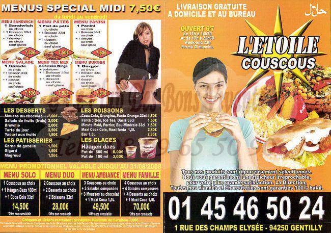 Restaurant L Etoile Couscous Carte Et Menus