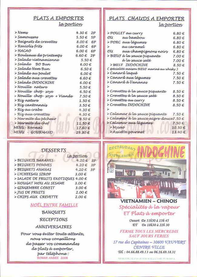 Restaurant Restaurant Indochine Carte Et Menus Restaurant Restaurant Indochine Carte Et Menus