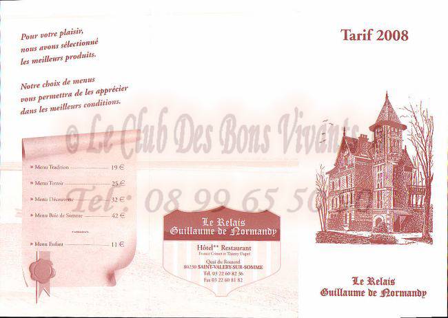 Restaurant Relais Guillaume De Normandy Carte Et Menus