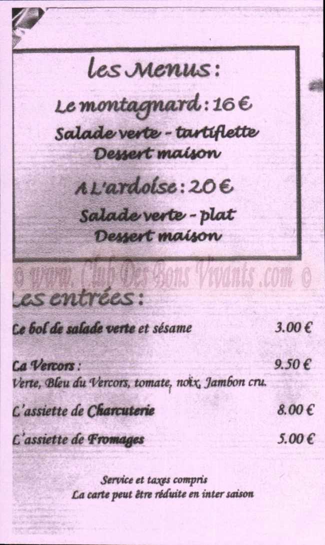 Restaurant Le Banc De L Ours Carte Et Menus